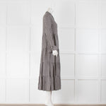 Ganni Black White Gingham Long Sleeve Maxi Dress