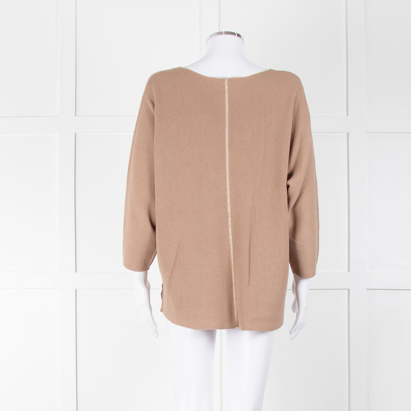 Henry Christ Brown Oversized Cotton Jumper With Gold Thread