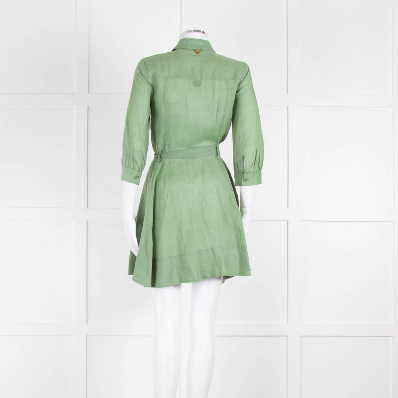 Twinset Sage Green Linen Utility Dress
