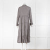 Ganni Black White Gingham Long Sleeve Maxi Dress