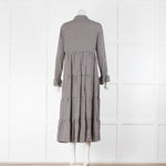 Ganni Black White Gingham Long Sleeve Maxi Dress
