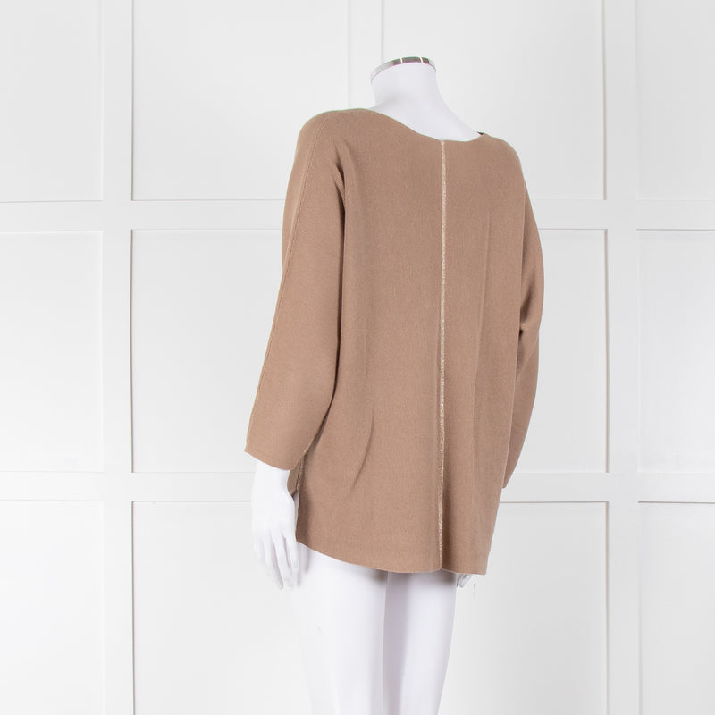 Henry Christ Brown Oversized Cotton Jumper With Gold Thread