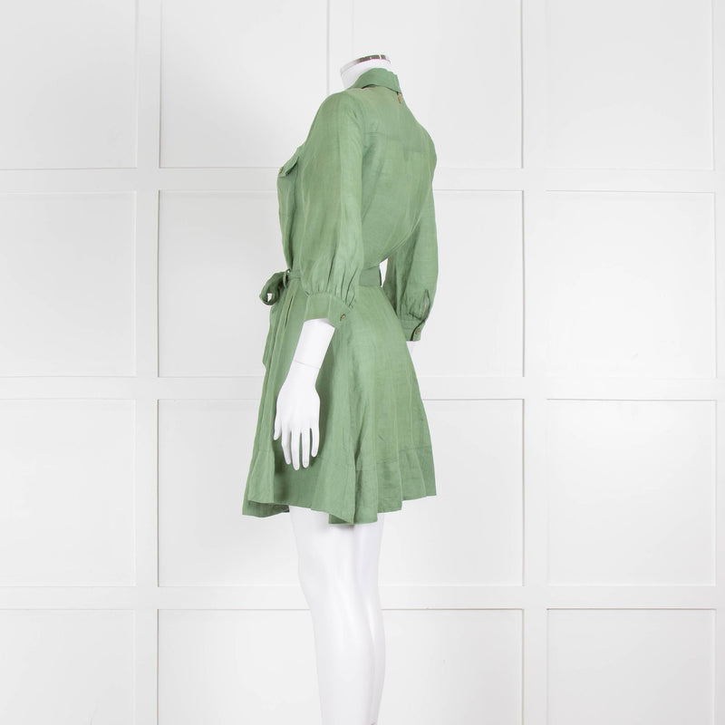 Twinset Sage Green Linen Utility Dress