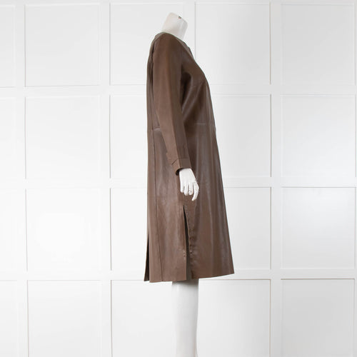 Weekend Max Mara Brown Gioire Leather Coat