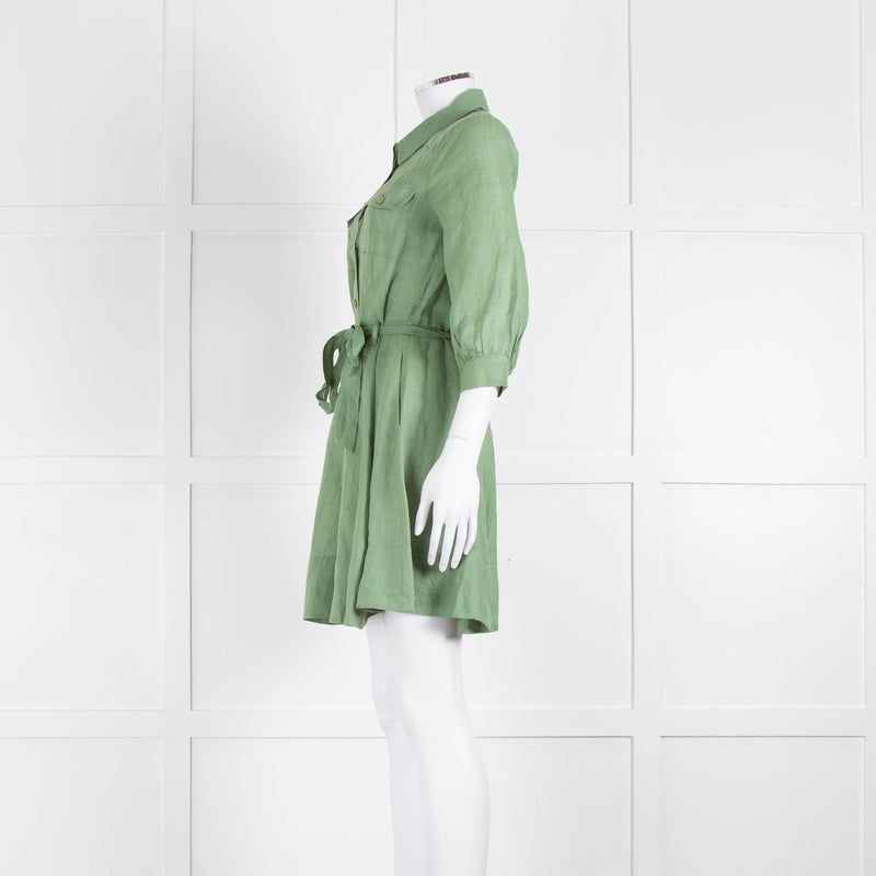 Twinset Sage Green Linen Utility Dress