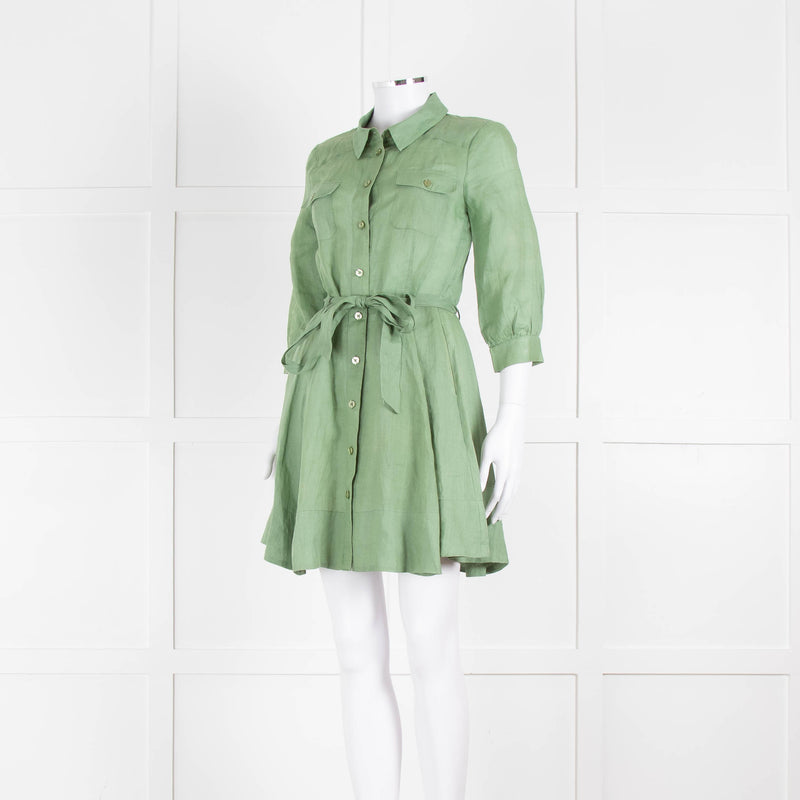 Twinset Sage Green Linen Utility Dress