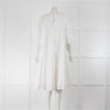 Merlette White Cotton Tiered Short Sleeve Dress