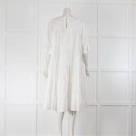 Merlette White Cotton Tiered Short Sleeve Dress