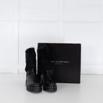 Pons Quintana Black Calf Length Boot With Fur Trim
