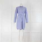 J Crew Blue Cotton Belted Mini Shirt Dress