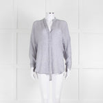 Vince Silk Grey And White Cable Knit Print Blouse