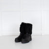 Pons Quintana Black Calf Length Boot With Fur Trim