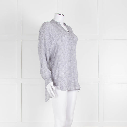 Vince Silk Grey And White Cable Knit Print Blouse