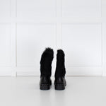 Pons Quintana Black Calf Length Boot With Fur Trim