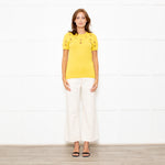 Nina Ricci Yellow Cut Out Detail Short Sleeve Jumper