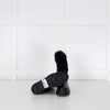 Pons Quintana Black Calf Length Boot With Fur Trim