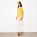 Nina Ricci Yellow Cut Out Detail Short Sleeve Jumper