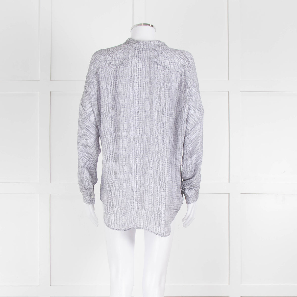 Vince Silk Grey And White Cable Knit Print Blouse