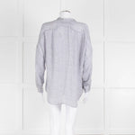 Vince Silk Grey And White Cable Knit Print Blouse