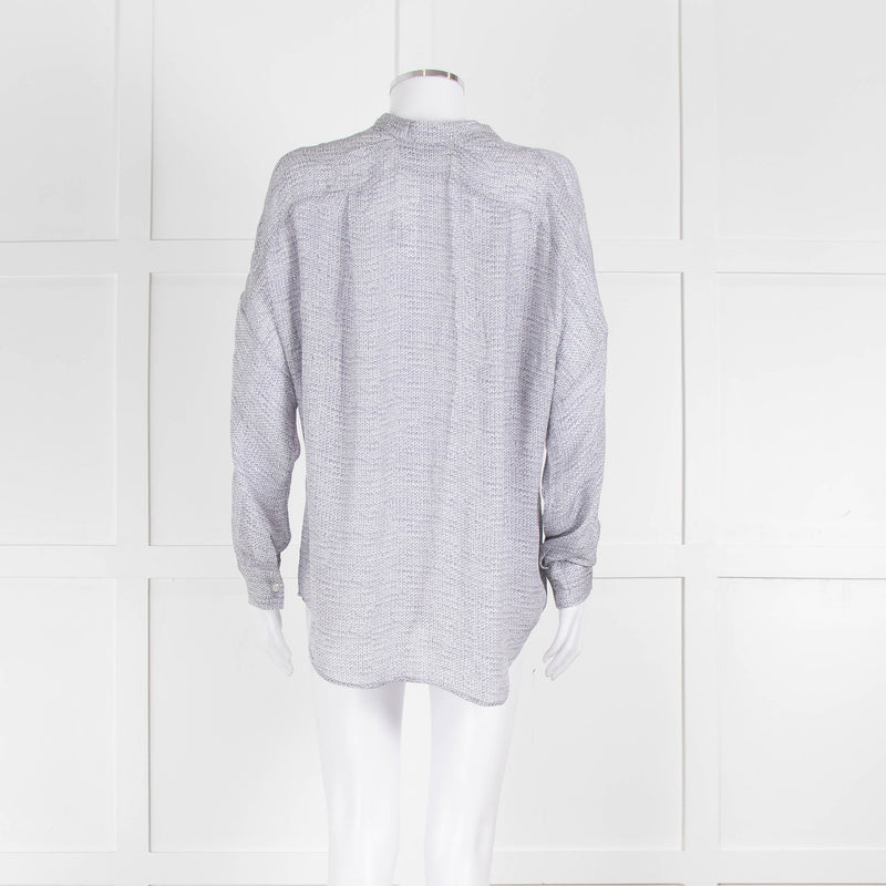 Vince Silk Grey And White Cable Knit Print Blouse