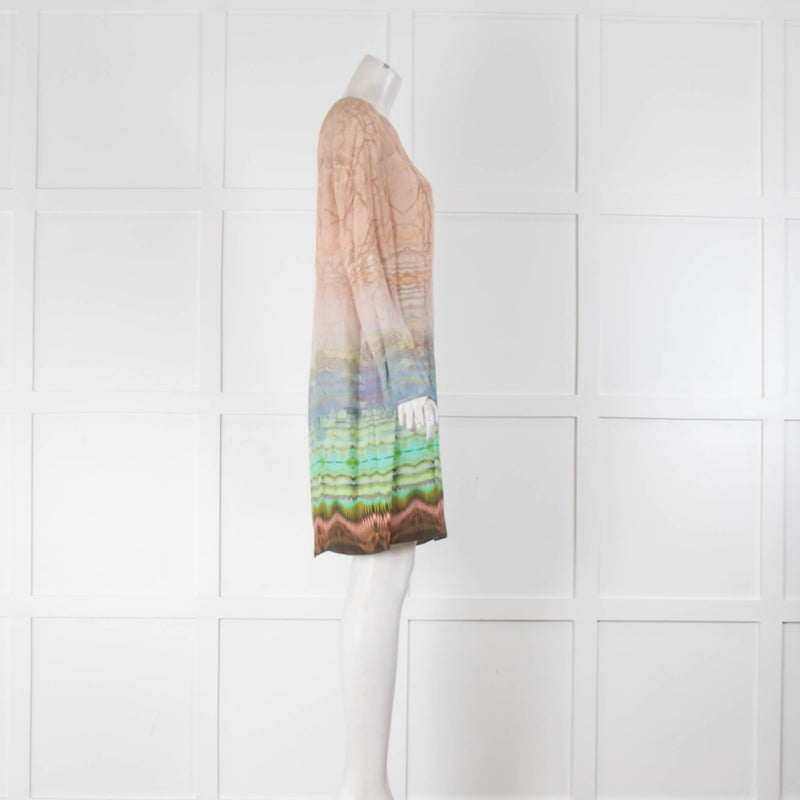 Matthew Williamson Pink Beige Green Silk Forest Print  Dress
