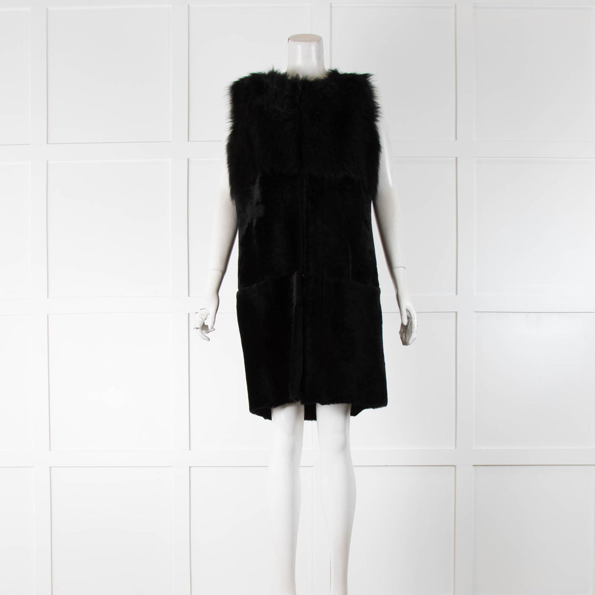 Dom Goor Black Reversable Shearling Sleeveless Coat