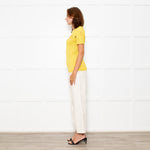 Nina Ricci Yellow Cut Out Detail Short Sleeve Jumper
