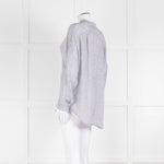 Vince Silk Grey And White Cable Knit Print Blouse