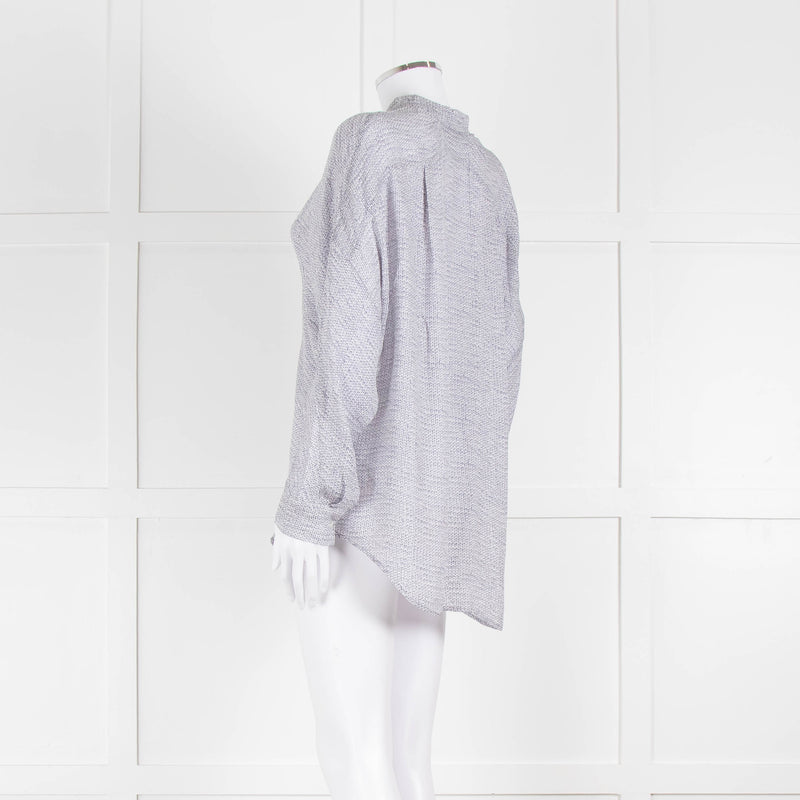 Vince Silk Grey And White Cable Knit Print Blouse