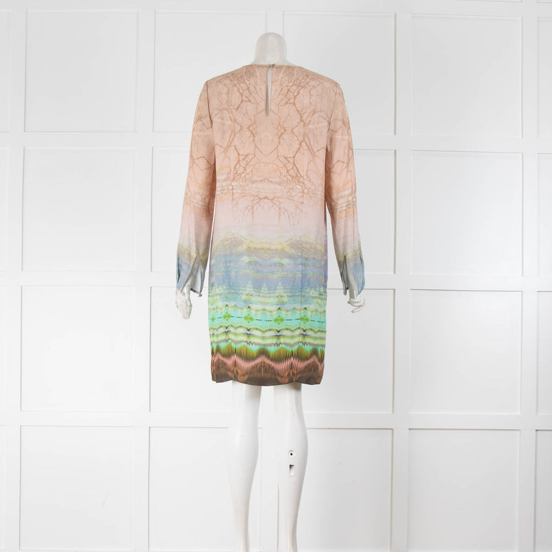 Matthew Williamson Pink Beige Green Silk Forest Print  Dress