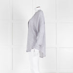 Vince Silk Grey And White Cable Knit Print Blouse
