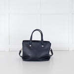 Longchamp Navy Blue Grainy Leather Le Foulonne Bag