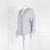 Vince Silk Grey And White Cable Knit Print Blouse