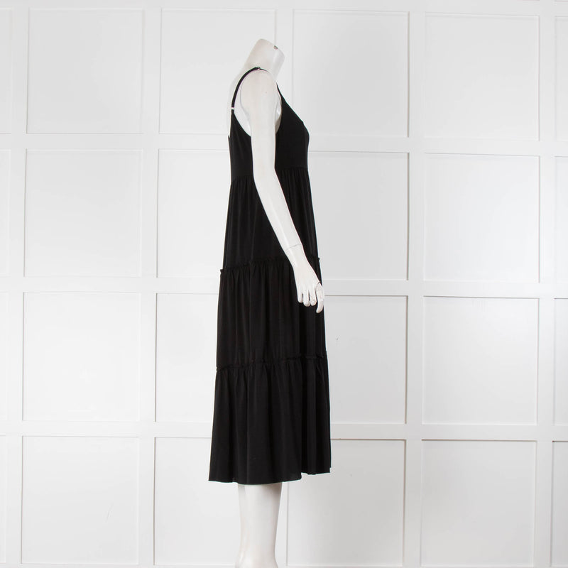 Max Mara Beachwear Black Tiered Sleeveless Dress
