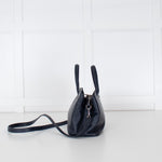 Longchamp Navy Blue Grainy Leather Le Foulonne Bag
