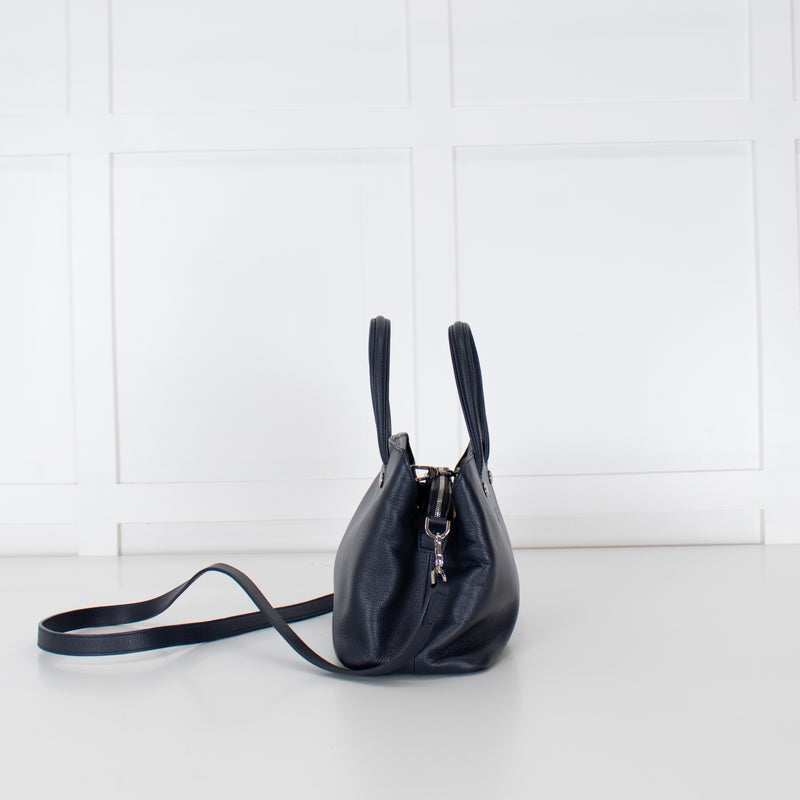 Longchamp Navy Blue Grainy Leather Le Foulonne Bag