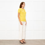 Nina Ricci Yellow Cut Out Detail Short Sleeve Jumper