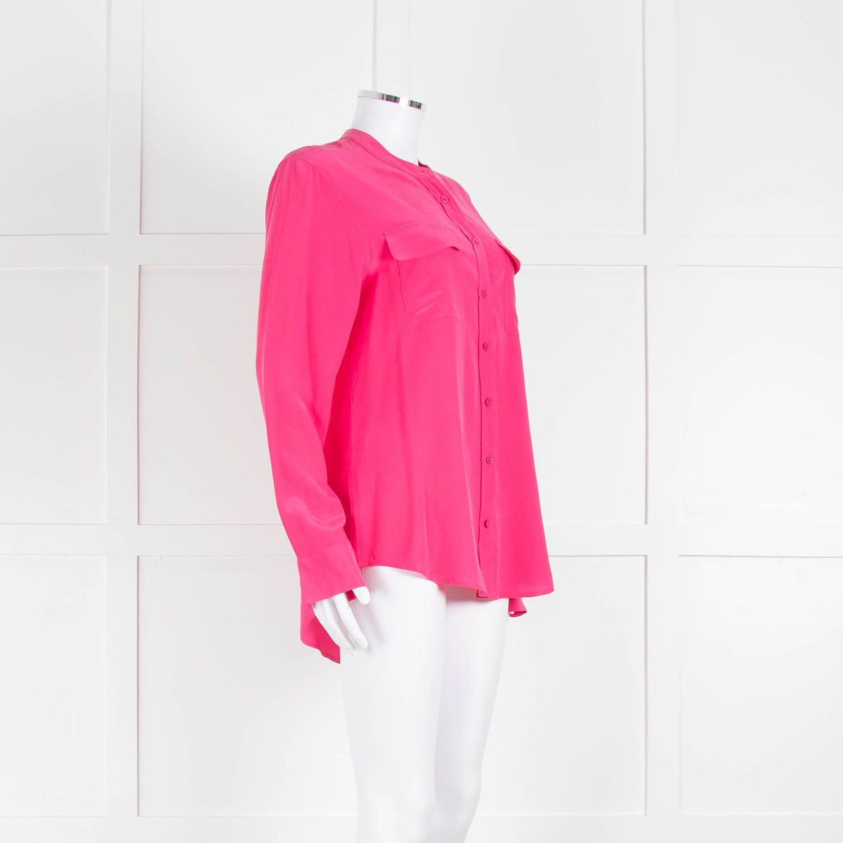 EQUIPMENT Pink L/S  Silk Top With Buttons