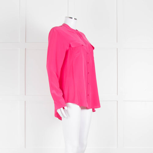 EQUIPMENT Pink L/S  Silk Top With Buttons