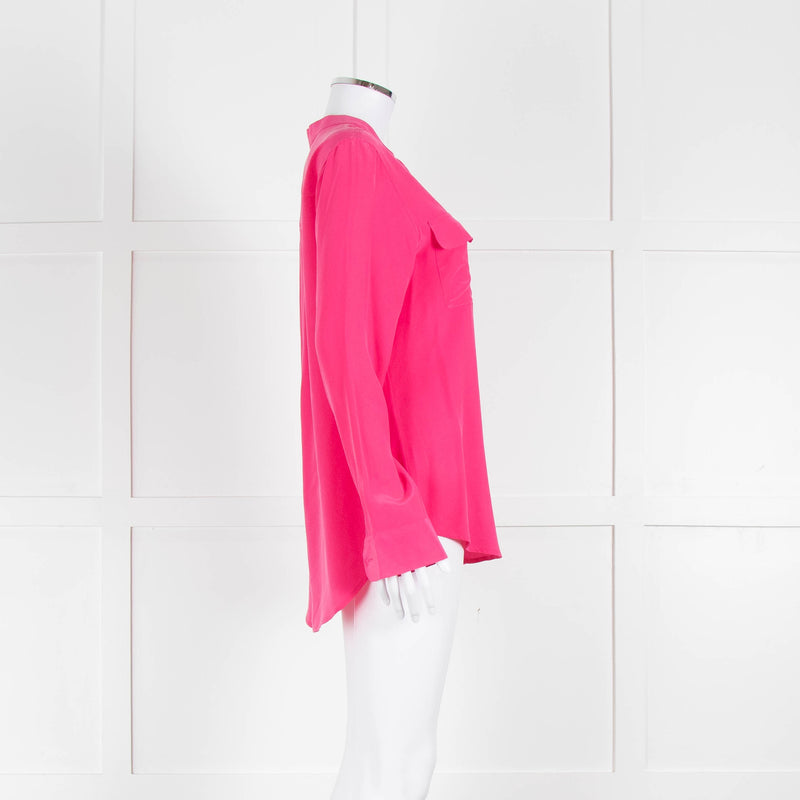 EQUIPMENT Pink L/S  Silk Top With Buttons