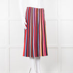 Tory Burch Multi Stripe Knit Pleat Elastic Waist Skirt