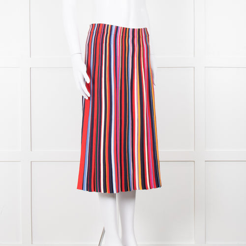 Tory Burch Multi Stripe Knit Pleat Elastic Waist Skirt
