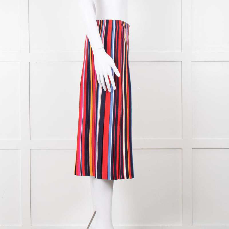 Tory Burch Multi Stripe Knit Pleat Elastic Waist Skirt