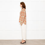 Isabel Marant Etoile Neutral Orange Flower Silk Blend Blouse