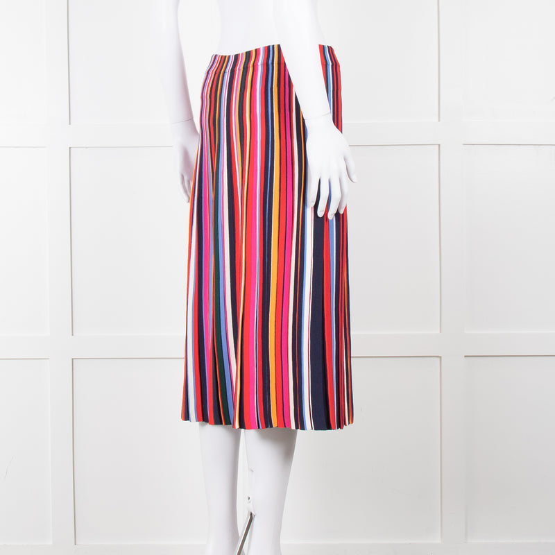Tory Burch Multi Stripe Knit Pleat Elastic Waist Skirt