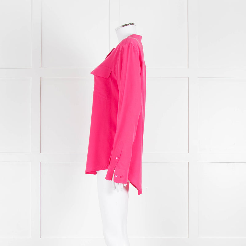 EQUIPMENT Pink L/S  Silk Top With Buttons