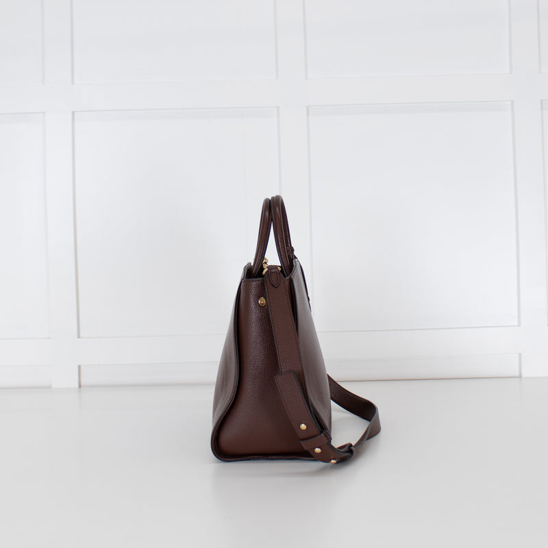 Cocinelle Brown Grained Leather Concrete Shoulder Bag