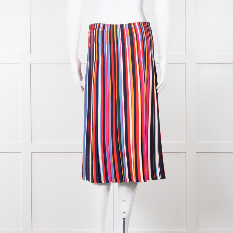 Tory Burch Multi Stripe Knit Pleat Elastic Waist Skirt