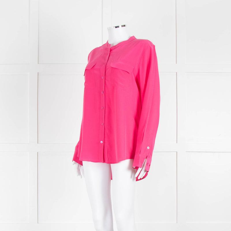 EQUIPMENT Pink L/S  Silk Top With Buttons