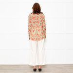 Isabel Marant Etoile Neutral Orange Flower Silk Blend Blouse